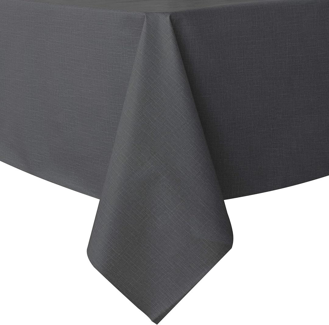sancua 100% Waterproof Rectangle PVC Tablecloth - 60 x 102 Inch - Oil Proof Spill Proof Vinyl Table Cloth, Wipe Clean Table Cover for Dining Tables, Buffet Parties and Camping, Dark Grey