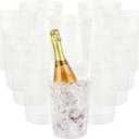 12 Pack Plastic Ice container For Parties, Gold Glitter Clear Cooler for Wedding, Good as One Large Champagne Chiller Or Classic Bottle Chiller