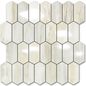 Vamos Tile Long Hexagon Peel and Stick Backsplash Tile - 10 Sheets Stick on Backsplash for Kitchen and Bathroom 12.4 x 12 Inch Glossy Wood Grain PVC Self Adhesive Mosaic Wall Tiles
