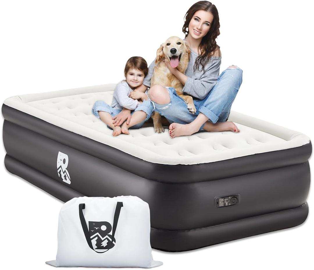 Twin Size Air Mattress with Built-in Pump 18" Raised - 2-Min Set Up, No Odd Smell, 600 lb Support, Foldable Air Bed with Storage Bag, Perfect for Camping, Guests & Home Use (Twin(75"x"39"x18"))