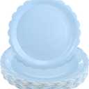 Ziliny 50 Pcs Light Blue Paper Plates 9 Inch Disposable Scalloped Dessert Dinner Cake Plates for Graduation Birthday Party Baby Shower Wedding Bridal Shower Supplies