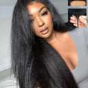 16 Inch Kinky Straight U Part Wig Human Hair for Black Women With Drawstring Natural Hairline Glueless Yaki Straight U Shape Wig No Glue Beginner Friendly Natural Color 220% Density