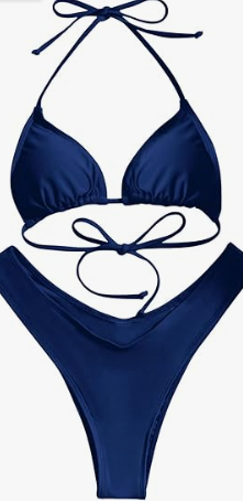 OMKAG Floerns Women's 2 Piece Triangle Bikini Swimsuit High Cut Cheeky Bathing Suit XL