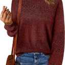 Lylinan Womens Sweaters Casual Boho Long Sleeve Shirts Crewneck Lightweight Crochet Tops Pullover Knit Sweater (Large)