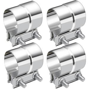 Exhaust Clamp, Stainless Steel Muffler Band Clamp, Lap Joint Band Clamp Stainless Steel for Pipes, Mufflers, Catalytic Converters (4 Pack, 3 inch)