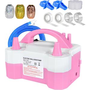 Electric Balloon Pump, Portable Dual Nozzle Inflator 600W High-Power 110V Fast Inflation, Time-Saving with Abundant Accessories - Balloons Air Pump for Birthday Wedding Setup (Pink)