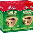 Melitta #4 Cone Coffee Filters, Bamboo, 80 Count (Pack Of 6), 480 Total Filters - Fits all 8-12 Cup Cone Coffee Makers and Pour-Overs, Compostable, Tear-Resistant, Made in USA