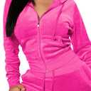 yidengymx Womens 2 Piece Velour Tracksuit Two Piece Soft Velvet Hooded Outfits for Women (Pink, M)