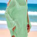 PRETTYGARDEN Women's 2025 Swimsuit Cover Ups Crochet Knit Bathing Suit Swimwear Summer Dresses Fashion Beach Vacation Clothes (Green, XXL)