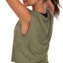 Womens Workout Crop Tank Tops Loose Sleeveless Summer T Shirts Oversize Active Yoga Gym Tee Y2k (XL)