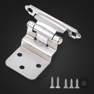 50 Pack 25 Pairs 3/8" Inset Cabinet Door Hinges Satin Nickel Offset Self Closing Kitchen Hinges Brushed Nickel Semi-Cupboard Variable Flush Hinge