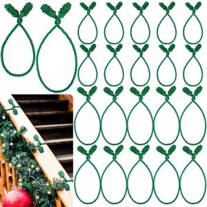 Riakrum 20 Pcs Christmas 20 Inches and 16 Inches Set Decorative Garland Twist Ties Garland Decor for Xmas Holiday Lights Bannisters Stairways Railings (Green)