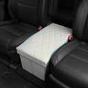 Seat Aisle Storage Box for Ford Explorer 6-Passenger Models  Organizer Rear Seats Passage  Foldable, Easy Installation, for Ford Explorer ST XLT Accessories 2020 to 2025 (White) (Beige)
