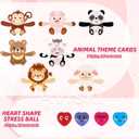 2 x 28 Pack Huggable Animal Valentine Cards + Heart Squishy Stress Balls - Interactive Valentine Exchange Cards with Slow Rebound Fidget Toys, Perfect Valentine Party Favors & Classroom Prizes