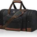 Litvyak Duffle Bag for Travel, 50L Canvas Travel Duffel Bags Overnight Weekend Gym Carry On Luggage Bag for Men & Women(Black)