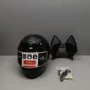 Adult Personalized Cat Ear Motorcycle Helmet,Men and Women Cool Cat Locomotive Motorcycle Full Face Helmet,DOT/FMVSS-218 Certification Standard,Suitable for All Seasons (Large, Black)