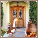 Cowboy Rider Porch Goose Outfit Halloween Goose Costume Lawn 23" Statue Cloths Cowboy Rider Style with Doll and Hat for Halloween Outdoor Patio Yard Art Decoration