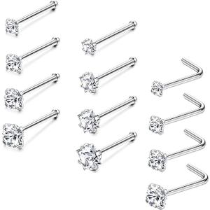 Jstyle 20G Stainless Steel Nose Rings Studs Piercing Body Jewelry 1.5mm 2mm 2.5mm 3mm