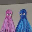 HGB Squeaky Dog Toys - Octopus No Stuffing Crinkle Plush Large Dog Toys to Keep Them Busy, Interactive Puppy Teething Chewing Pet Supplies for Chewer, Small, Medium, Large Breeds, 2 Pack (Octopus Purple & Blue)