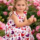 Toddler Dresses Girls Summer Floral Ruffle Sleeve Sundress Casual Sleeveless A-Line Playwear Dress 2-8 Years