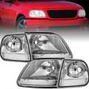Nilight Headlight Assembly Compatible with 1997 1998 1999 2000 2001 2002 2003 Ford F-150 Expedition Chrome Housing