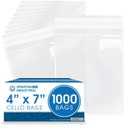 Spartan Industrial - 4" X 7" (1000 Count) Crystal Clear Resealable Cello Poly Bags for Jewelry, Treats, Party Favors - Self Seal