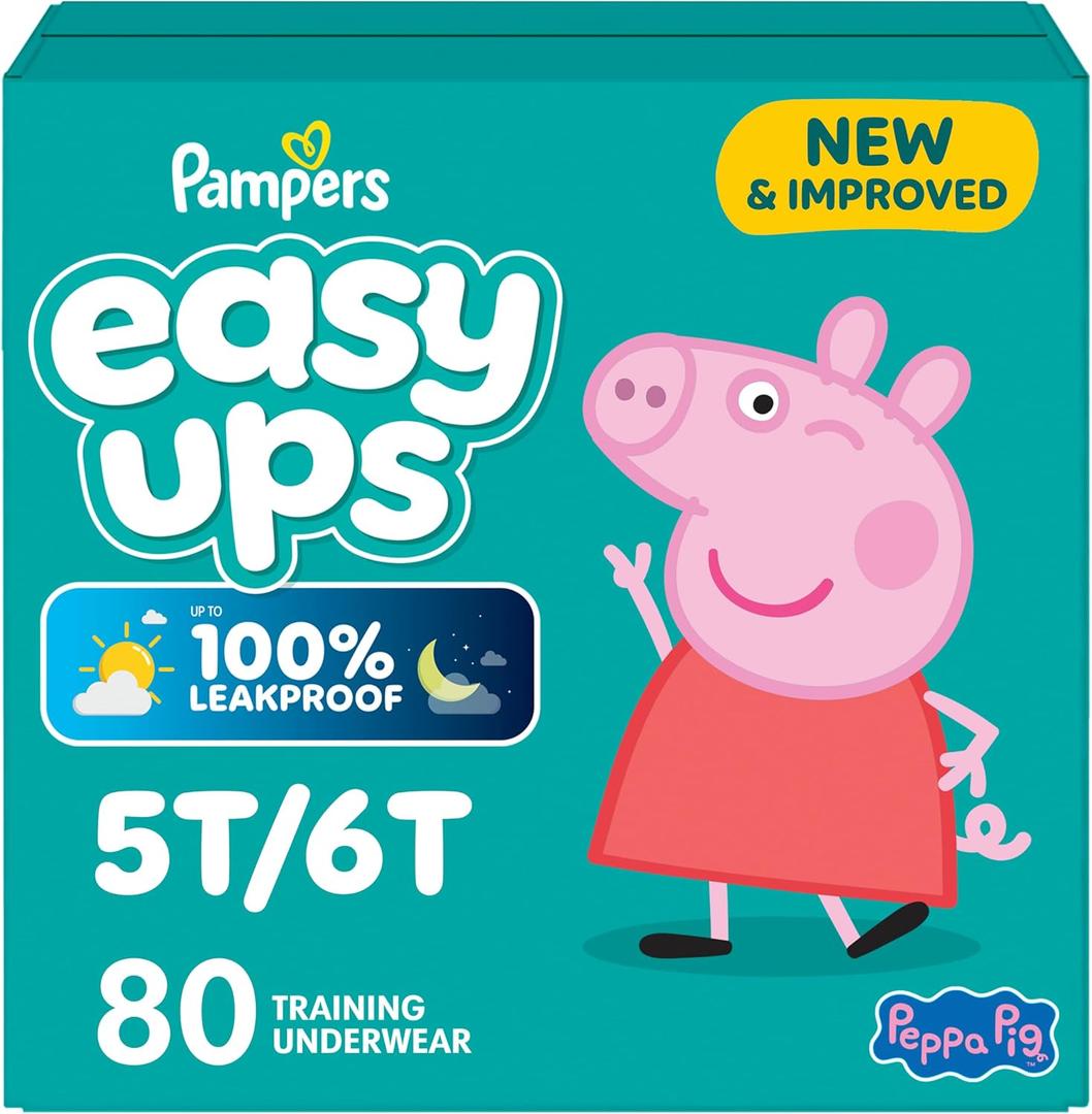 Pampers Training Pants - Easy Ups Girls & Boys - Size 5T-6T, 80 Count, Peppa Pig Potty Underwear