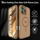 YFEMLAZ Magnetic for iPhone 16 Pro Max Case,with Screen Protectors X2,Full Camera Protection,Compatible with MagSafe,Translucent Matte,Anti-FingerprintShockproof Protective Phone Case,6.9",Brown