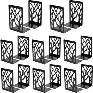 MaxGear Book Ends Tree Design Modern Bookends for Shelves, Non-Skid Bookend, Heavy Duty Metal Book Stopper for Books/CDs, Decorative Books Shelf Home, 7 x 4.7 x 3.5, Black, 8 Pair/16 Pieces, Large