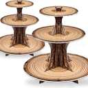 Rustic Woodland Cupcake Stand Set, 2 Pack 3-Tier Dessert Tower for Safari Birthday, Baby Shower, Camping & Woodland Party Decor
