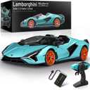 MIEBELY Lamborghini Remote Control Car, 1:12 Scale Lambo Toy Car 7.4V 900mAh Officially Licensed 12Km/h Fast Rc Cars with Led Light 2.4Ghz Model Car for Adults Boys Girls Birthday Ideas Gift - Blue