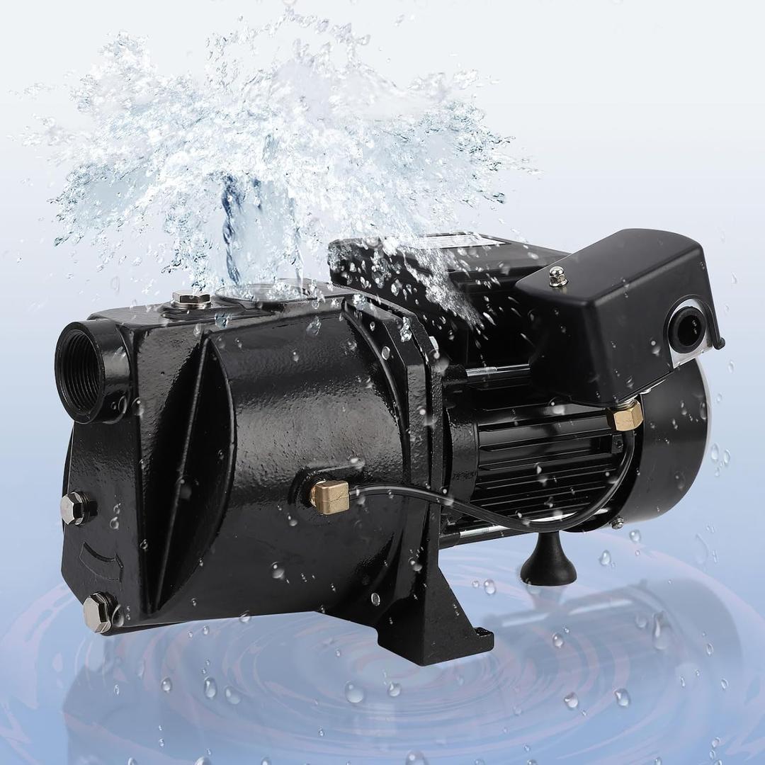 1.75HP Shallow Well Jet Pump Water Transfer Pump Heavy Duty Cast Iron, 2070GPH 216ft Head, 115V/230V Dual Voltage, Automatic Pressure Switch, Up to 25ft for Farm Lawn Garden