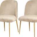 Gollense Curved Back Chair Covers for Dining Room, Velvet Mid Century Modern Chair Slipcovers, Semi Circle Back Chair Seat Protector for Kitchen Living Room (2PCS, Taupe)