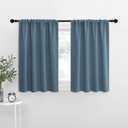 NICETOWN Kitchen Curtains, Smoky Blue, 34" x 40", Set of 2, Short Blackout Curtains & Drapes, Thermal Insulated Rod Pocket Window Treatment Draperies for Nursery