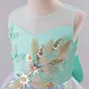 IBTOM CASTLE Pageant Dress for Girls Flower Girl Sleeveless Mesh 3D Butterfly Pearl Floral Sequins Tulle Long Dress Toddler Kids Birthday Party Wedding Formal Ball Gown Teal Green 9-10 Years