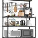Leteuke Bakers Rack with Storage & Wheels, 42 Inch Microwave Stand Kitchen Shelves, 4-Tier Heavy Duty Storage Rack with 20 S-Hooks, Commercial Metal Utility Kitchen Cart, 42× 18× 63 Inch, Black