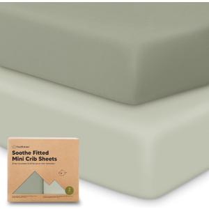 2-Pack Mini Crib Sheets Fitted - 38x26 Pack N Play Sheets for Pack and Play Mattress, Organic Cotton, Soft & Breathable Playard Bedding, Neutral Mini Toddler Bed Cover for Boys, Girls (Lichen) 2-Pack Mini Crib Sheets Fitted - 38x26 Pack N Play Sheets for Pack and Play Mattress, Organic Cotton, Soft & Breathable Playard Bedding, Neutral Mini Toddler Bed Cover for Boys, Girls (Lichen)
