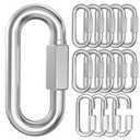 15 Pack Heavy-Duty Chain Hooks Quick Links - 304 Stainless Steel 1/4" Locking Carabiner Anti-Rust Chain Connector Quick Link for Towing,Swing,Shade Sail,Bird Toys,Capacity 800lb (M6-2.3IN, 15Pcs)
