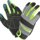HANDLANDY Work Gloves for Men & Women, Utility Mechanic Working Gloves Touch Screen, Flexible Yard Work Gloves (Large (Pack of 1), Green)