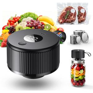 Upgraded 3-in-1 Electric Mason Jar Vacuum Sealer Kit for Mason Jars, Food Savers & Containers | Food Preservation System for Kitchen | Ideal for Canning Jams, Pickles, Dry Foods, Grains & Leftovers (Black)