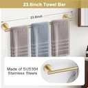 Brushed Gold Bathroom Hardware Set, 5 Pieces Gold Towel Bar Bathroom Accessories, Upgraded Toilet Paper Holder with Shelf Set, 23.6 Inch Towel Rack Towel Holder for Bathroom Wall
