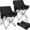 Joyfair Outdoor Camping Chair for Adult, Large Portable Folding Moon Chairs with Carry Bag for Patio Beach, Fishing, Lawn and More Outdoor Sports, 600D Oxford Fabric & Heavy Duty Steel (2, Black)