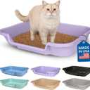 KittyGoHere Senior Cat Litter Box, Large Litter pan, Open Top Low Entrance Kitty Litter Box, Lightweight Low Entry Litters Box, Durable, Made in USA (Storybook Lavender)