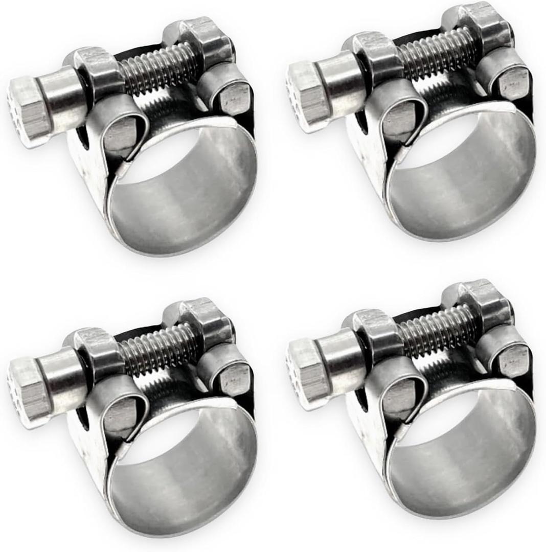 TT Heavy Duty Hose Clamps, 304 Stainless Steel T-Bolt Clamp, Adjustable Range 26-28 mm, Solid T-nuts and Wide Band for 1 inch Exhaust Clamp (1-1.1 inch, 4 pack)