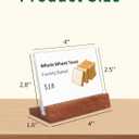 6 Pack Horizontal Acrylic Sign Holder with Wood Base 3.94x2.76 Inch Clear Tabletop Label Holder for Retail Store/Hotel/Restaurant Product Tag Note Place Card Name Sign Display