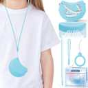 RAZOKO Silicone Retainer Case with 3 Lanyard Cute Aligner Case Vent Holes Night Mouth Guard Case Retainer Holder for Girl Women Kids Men for Travel (Blue)