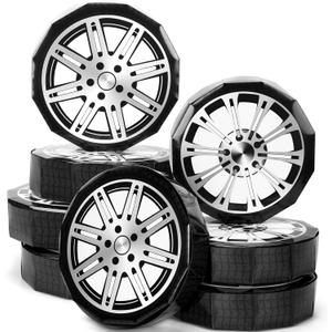 Bucherry 8 Pcs Race Car Party Decorations 12 Inch Large Wheels Shaped Boxes Decor Racing Car Birthday Decoration for Boys Birthday Baby Shower Party Supplies, Self-assembly Required