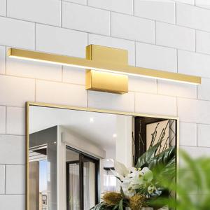 Gold Bathroom Light Fixture - 23.6 inch Brushed Gold Bathroom Vanity Light Over Mirror 18W LED Dimmable Wall Sconce Lighting Fixture for Bathrooms Bedroom