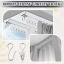 Juexica Ceiling Curtain Double Track Set 3ft-10ft/3 Meter White Double Curtain Track Ceiling Mount Heavy Duty Room Divider Adjustable Length Rails with Clips Hooks End Hook