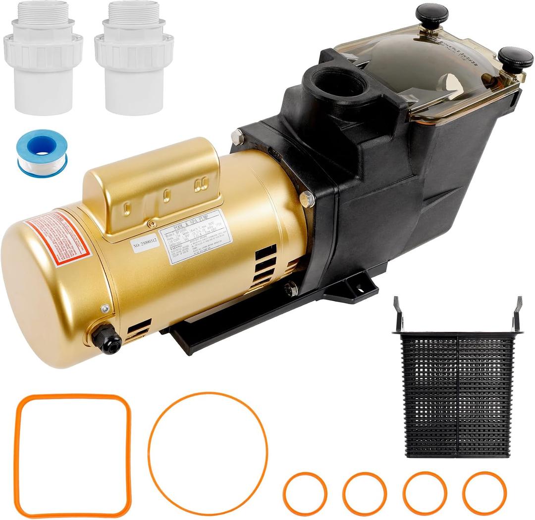 W3SP2607X10 Pool Pump 115/230 V, 1 HP Single Speed Pool Pump, High Speed Replacement for Hayward SP2607X10 Super Pump, Fits all In-Ground Pool and Spas